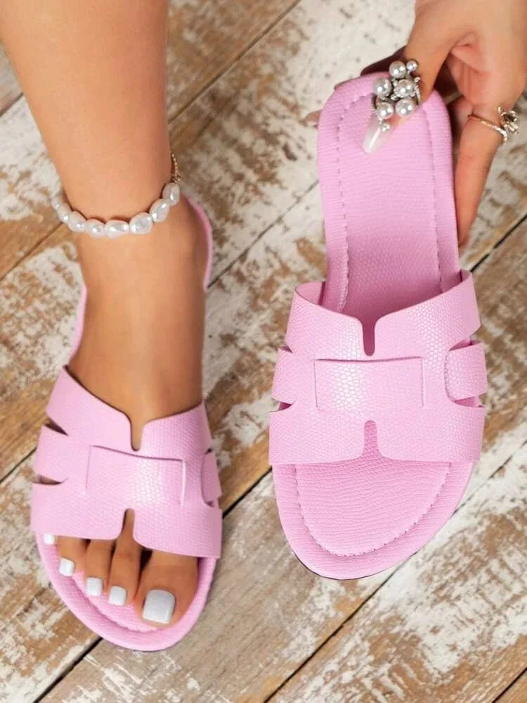 Cheaper women casual flat summer slipper ladies shoes and sandals for mules luxury slippers square toe chaussures pour femmes