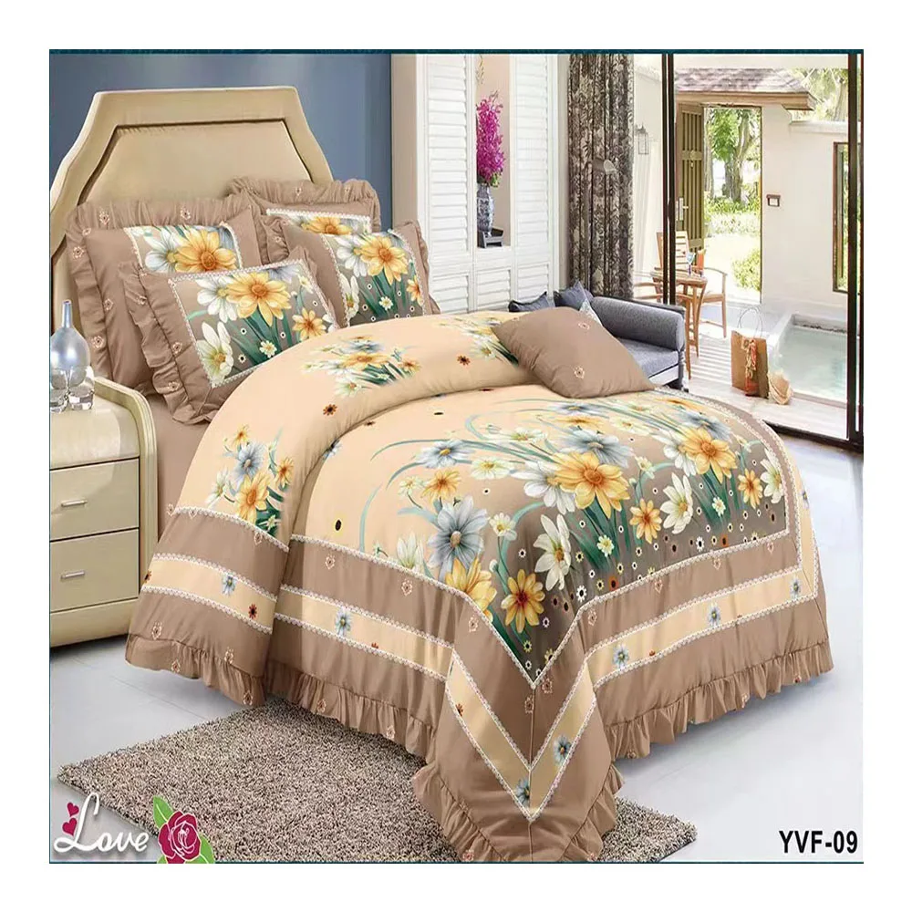 Cotton 6 pieces set lit 3 places Quilt cover Bed sheet drap de lit en coton duvet cover set bedding set with zipper