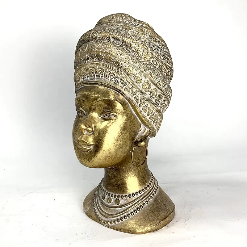 African Art Black Bust Sculptures, Modern Decor African American Bust Statue for Living Room Desktop Bookcase Entrance Decor