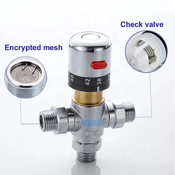 3 Way 1/2 Inch Temperature Control Faucet Shower Valve, hot cold mixing valve for Shower, DN15 Thermostatic Mixing Shower Valve