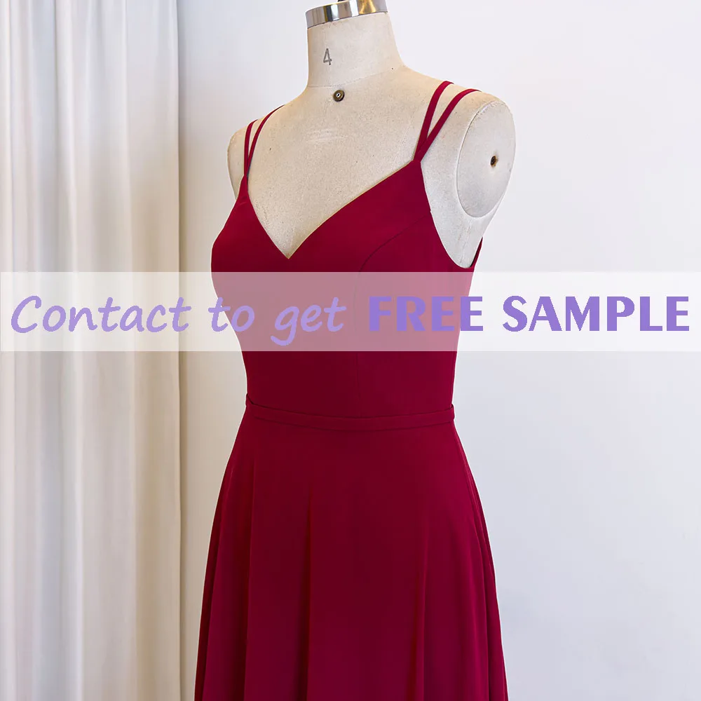 TEENYEE Ladies Back Slip Floor-Length Bridesmaid Dress Large Sizes Red Evening Dresses For Women Bridesmaid Dresses Wedding