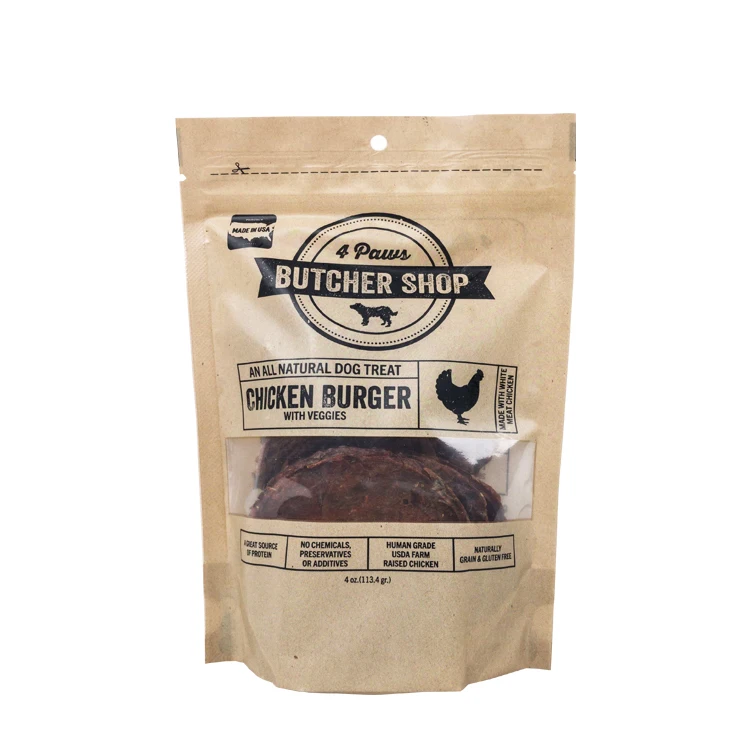 Custom Printed Kraft Paper Stand Up Bag Pouch With Window Oatmeal Cereal Packaging Custom Printed Food Grade Bag