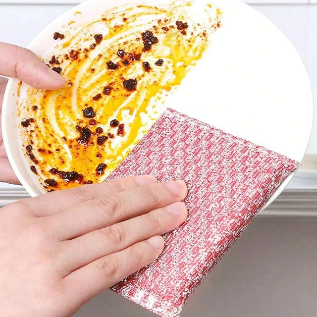 Custom Kitchen Cleaning Sponge Non-Scratch Heavy Duty Stainless Steel Wire Mesh Sponge Scouring Pad Sponges For Dishes