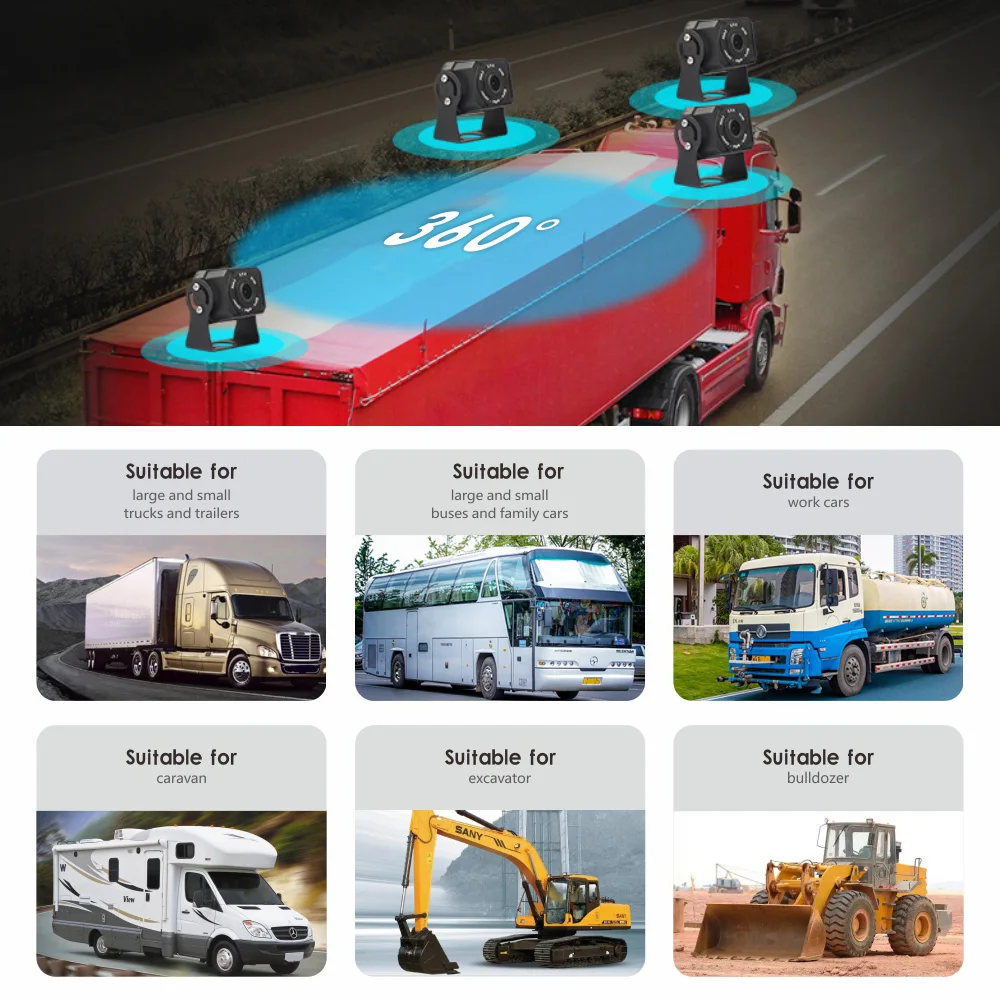 Hot Sale Hd Four Recorder Truck Dash Cam Front Rear Car Camera Full Hd Black Box Car Camera Recorder Cheapest Dash Cam for Truck