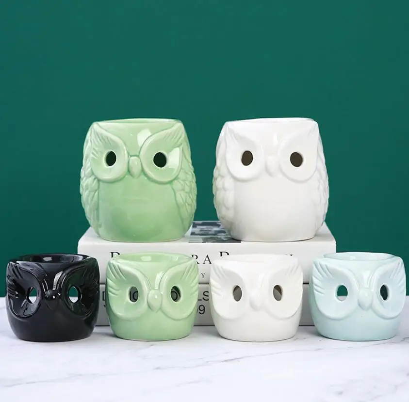 unique scent candle melt burner colorful ceramic owl oil burner
