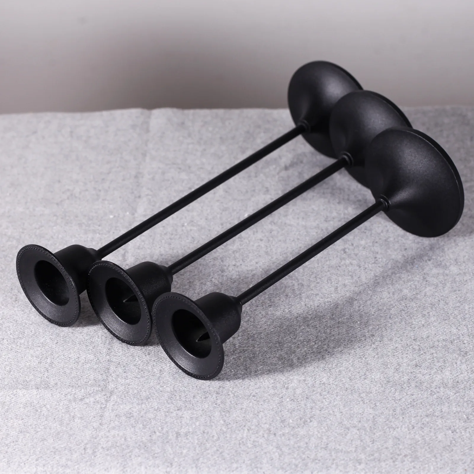 Romantic Candlestick Holder Matte Black Candle Holder Set of 3 Decorative Tulip Candle Holder for Taper Candle