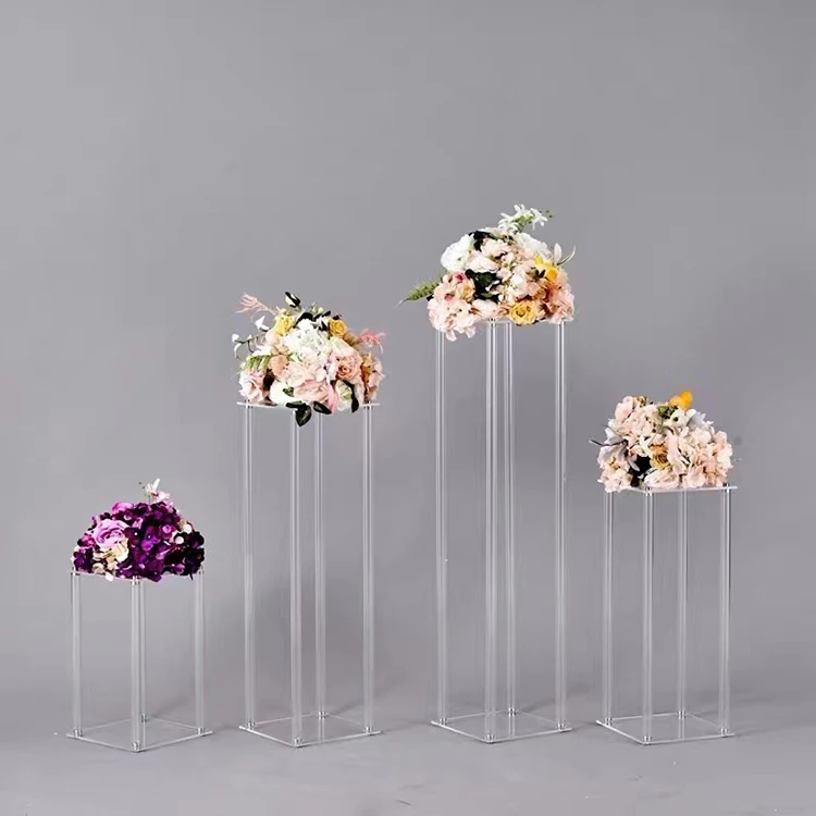 Wedding Centerpieces Acrylic Vases square Geometric Tall Flower Stand for Party Table Decorations
