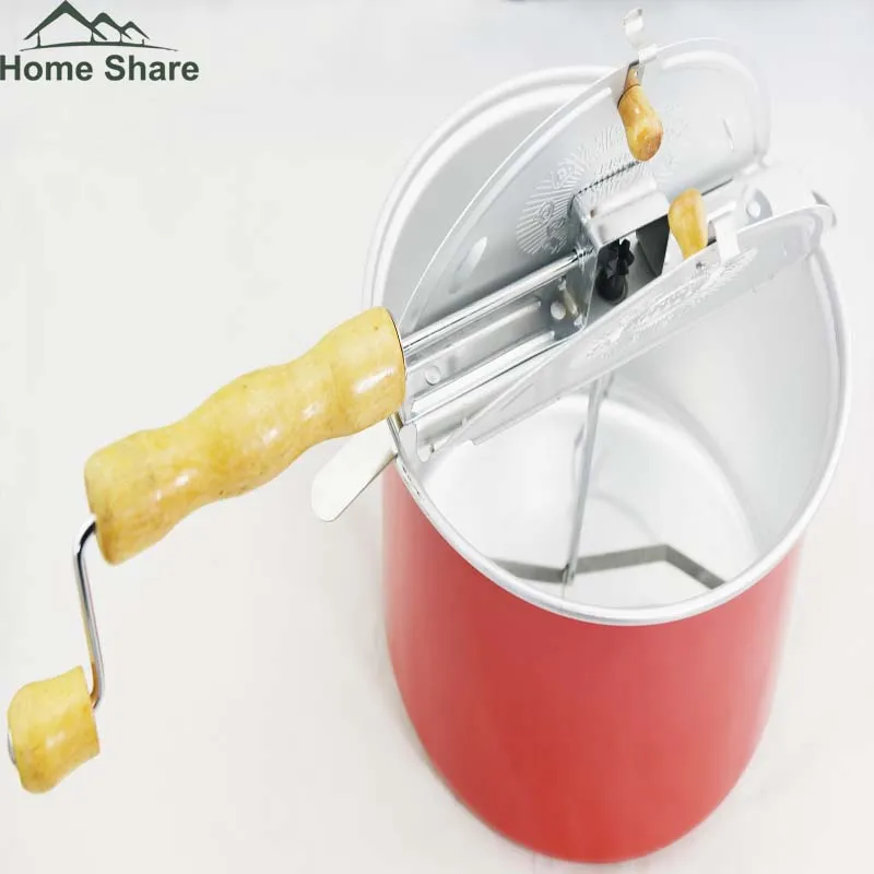 Stovetop Popcorn Maker Popcorn Popper Hand Stirring Crank Cooker Kettle Popcorn Popper Removable Lid w/Wooden Handle