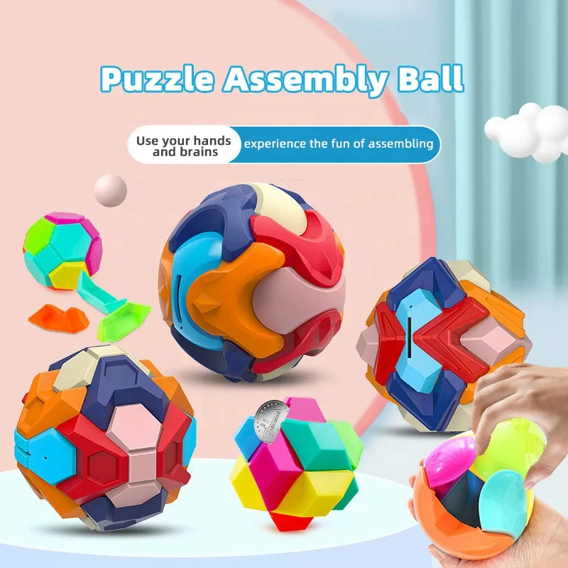 Building Block Toy Creative Ball Assembly Disassembling Toy Ball Toddler Kids Montessori Toy Piggy Bank Maze Ball