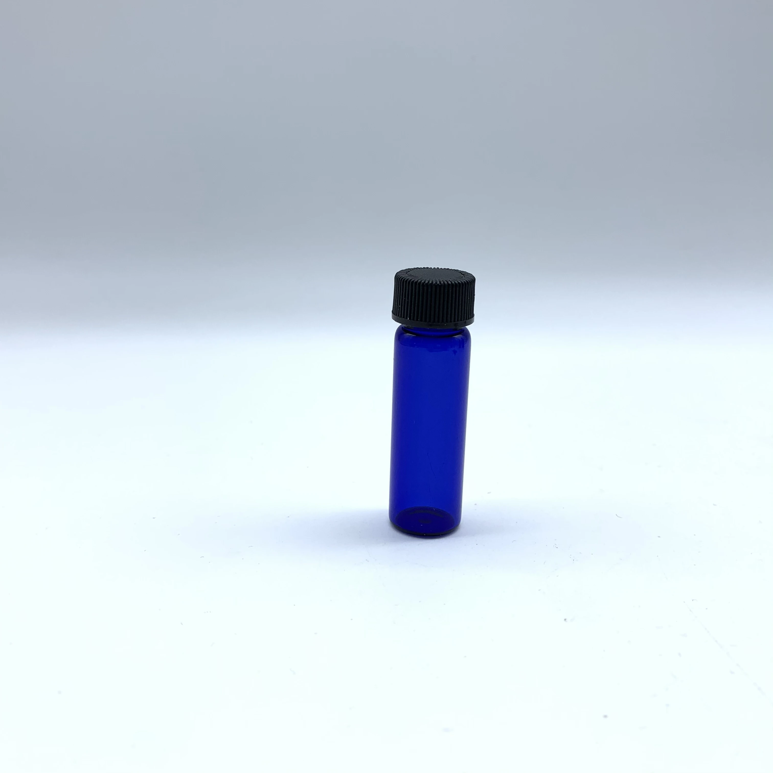 1 dram 4ml empty cobalt blue glass essential oil sample vials with nature orifice reducer and Black Lid