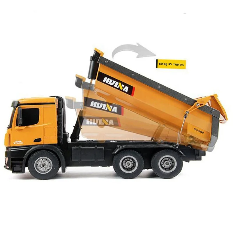Enthusiast Sell 1573 1/14 2.4GHz 10 Channel RC Dump Self-Discharging Engineering Truck Metal Auto Demonstration With LED Light