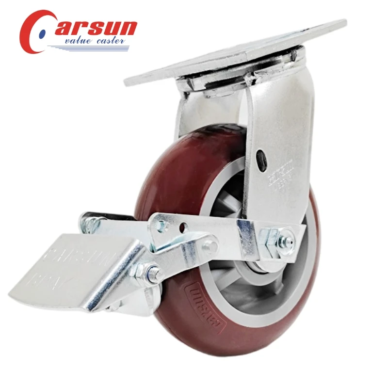 Heavy Duty Industrial Casters Swivel and Fixed Roller 6Inch Polyurethane