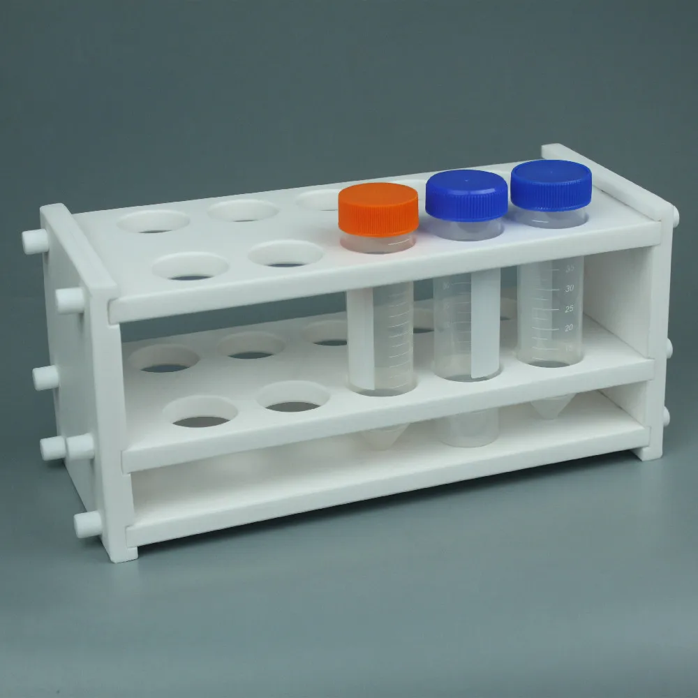 LAB PTFE Lab Test Tube Holder Pure White Test Tube Rack Shelf For Centrifugal Tube