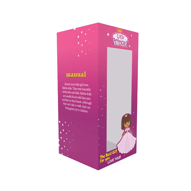 Custom printed made 18 inch big russian soft rag doll pharmaceutical  foldable packaging cardboard paper display box with window