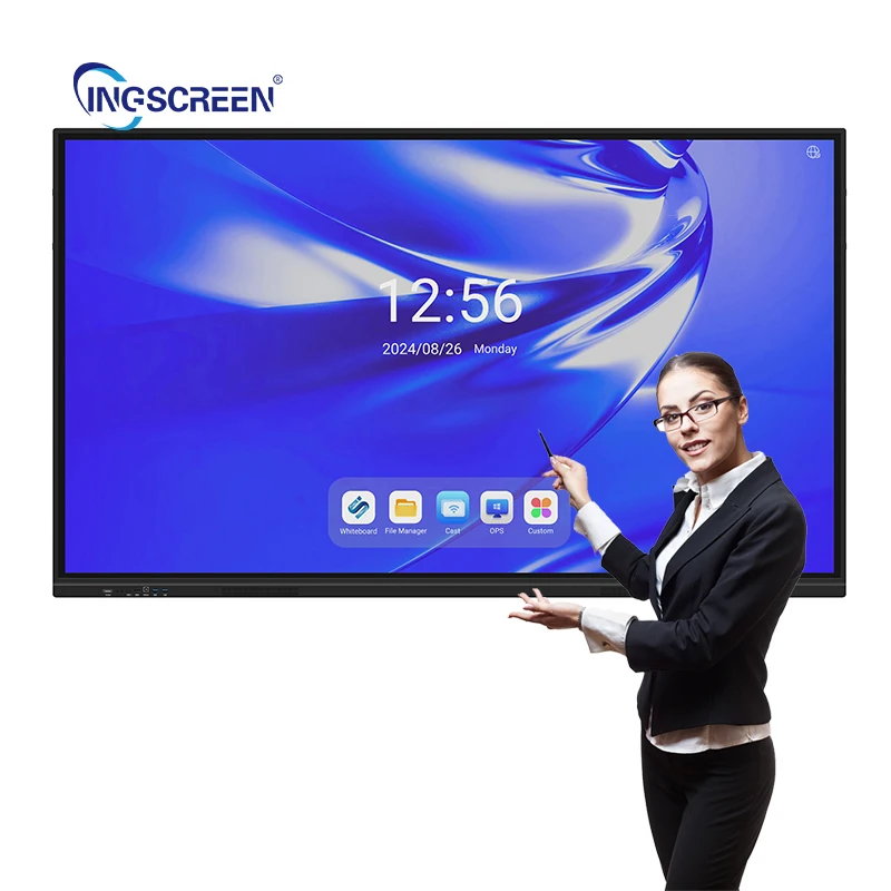 INGSCREEN 65 дюймов 12 серия беспроводной экран совместное использование 4k Android 14 сенсорный доска школьная Интерактивная плоская панель