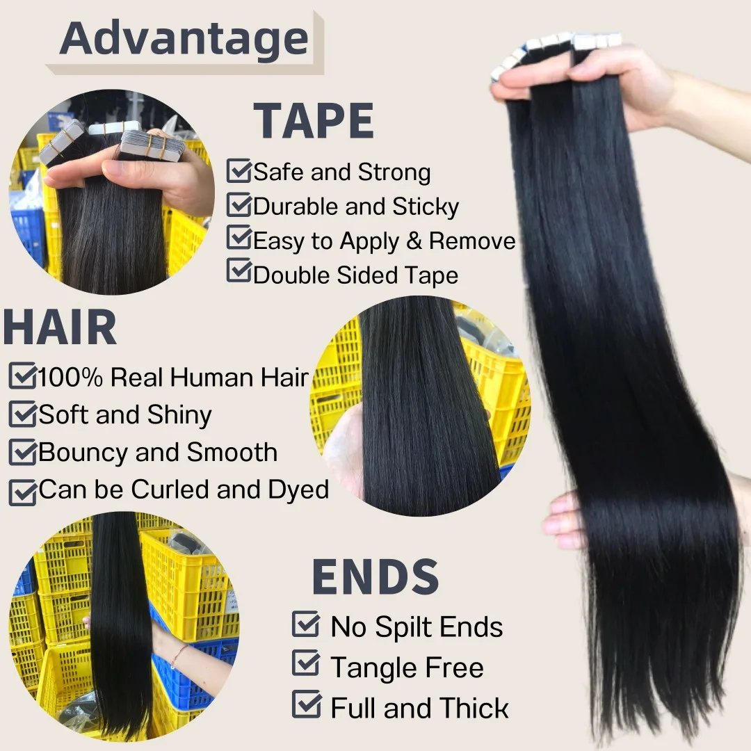 virgin Clip In hair 100% brazilian yaki human hair tape in extextension raw virgin human hair bundles vendors