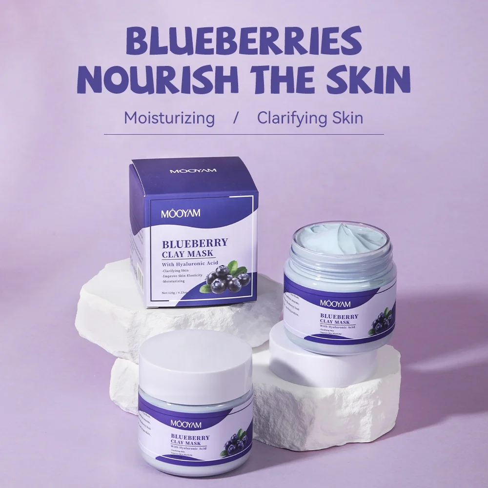 Face Clay Mask Skin Care Beauty Products Acne Remover Anti Acne Blueberry Purifying Mask Facial Clay Mud Mask