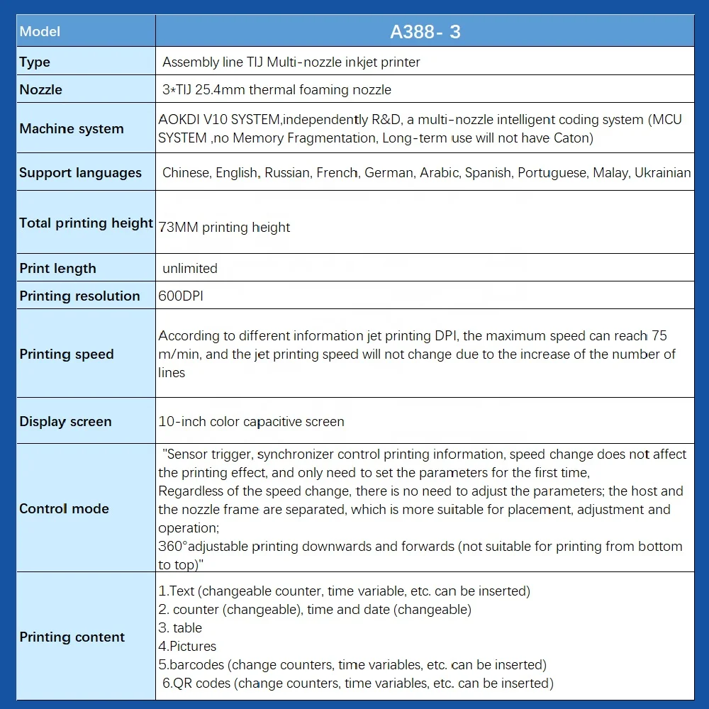 Industrial Multiple nozzles Automate Large Character Variable Data Production Date Coding Machine pattern TIJ Inkjet Printer