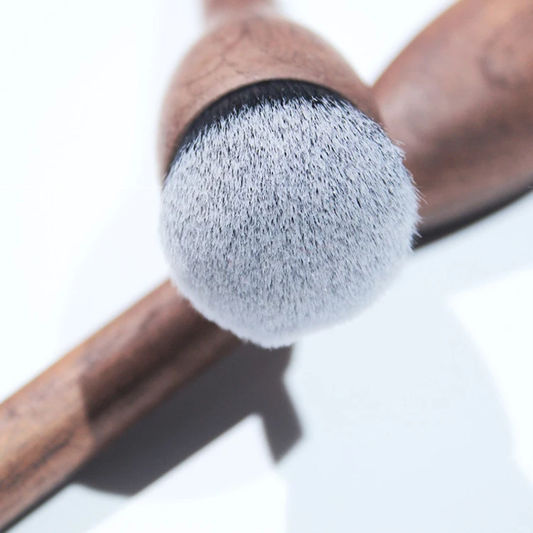 2024 Chinese Supplier High Quality Beauty Tool Black Wooden Foundation Makeup Cosmetic Single Beauty Powder Brush Private Label