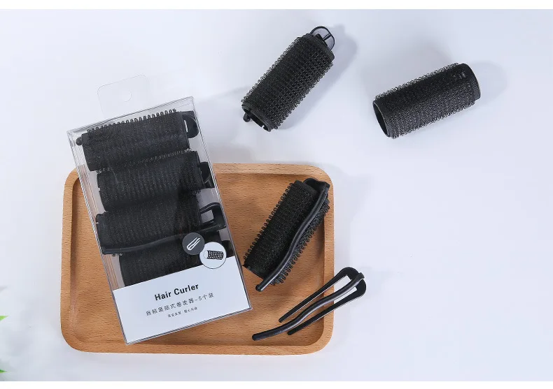 Black 5PCS/Set Curlers Nylon Curling Clip DIY Hair Rollers Sleep Air Bang
