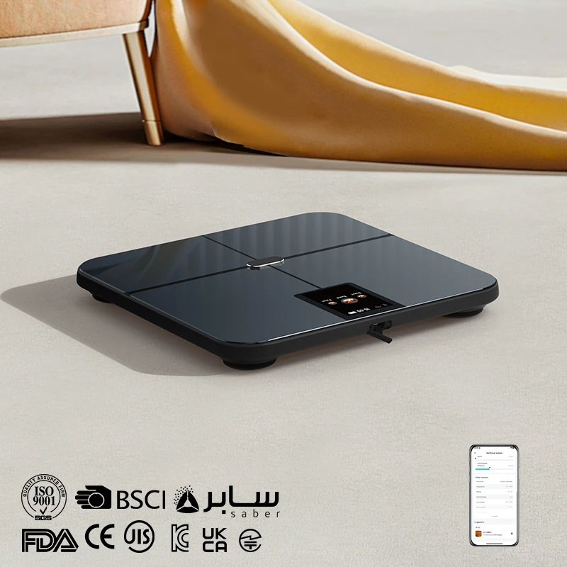 HD TFT Large Screen BMI ITO Platform Bluetooth Weighing Scale Body Fat Analyzer Metal Glass Body Fat Scale Smart BMI Scale