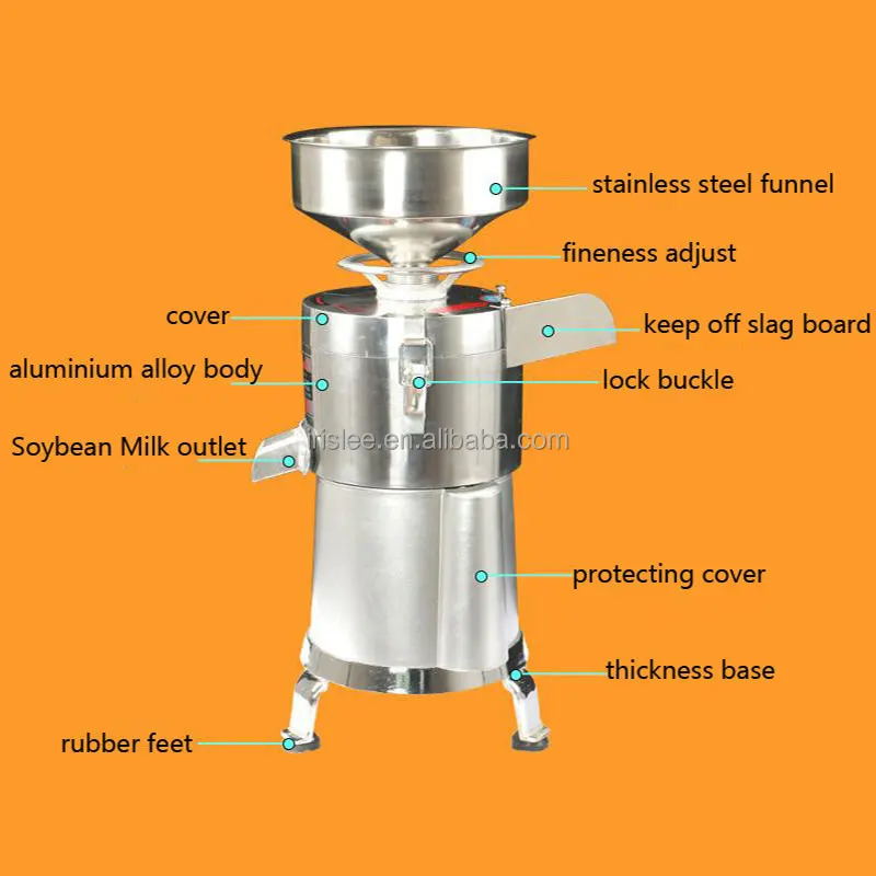 750W Soybean Milk Grinder Commercial Soya Bean Milk Grinding Machine Slag Pulp Separator Machine