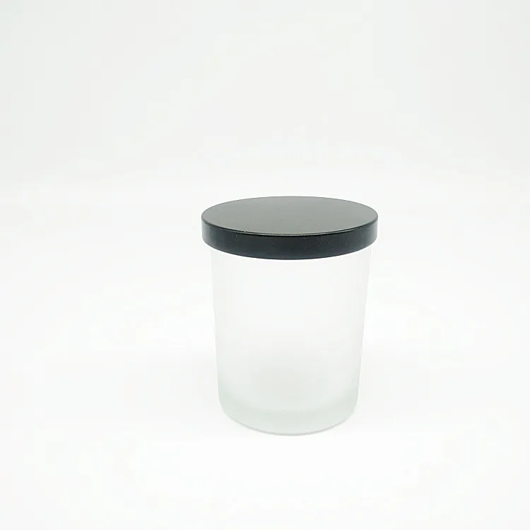 8 oz 10oz 12oz 8oz 10 oz Black Matte Candle Glass Jars Empty Frosted Container With Wooden Lids