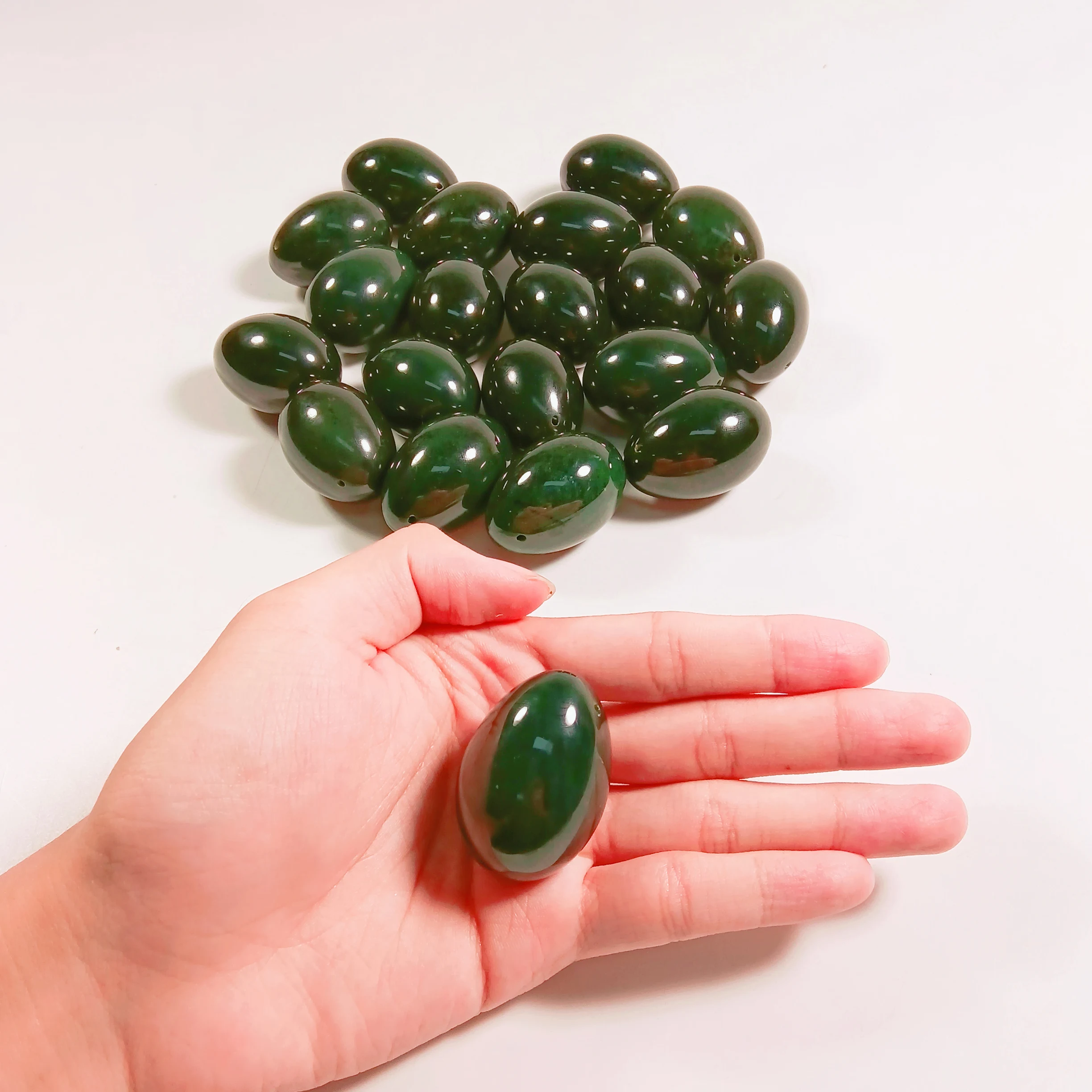 Nephrite Jade Yoni Egg craftsfor Fire Pit Aquarium Succulent Garden Decorations