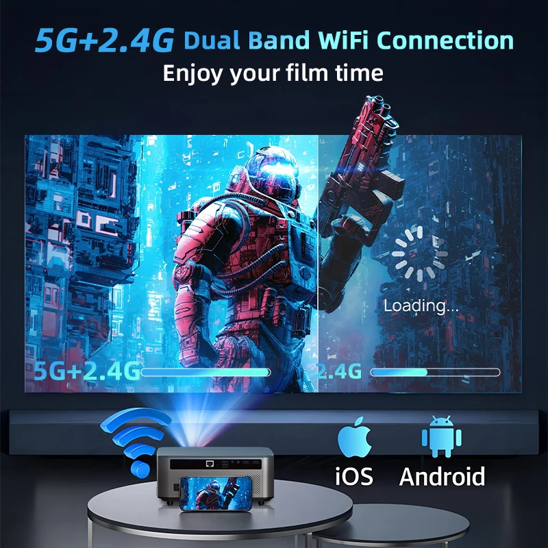 RIGAL P1E 450 ANSI Lumens Hdmi Android Beamer Data Homes Professional Speaker Audio System 4K Lcd Projector For Teaching