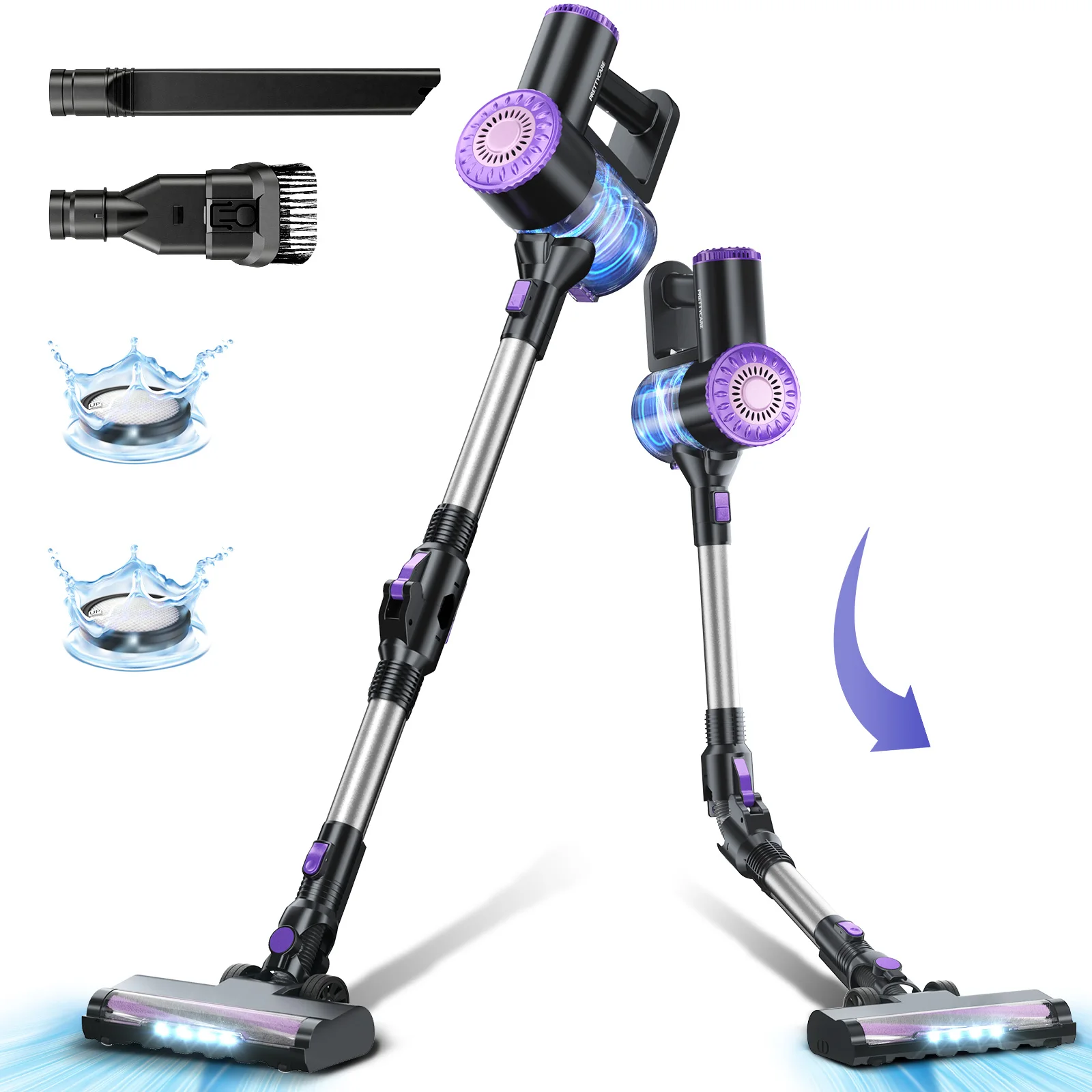 PRETTYCARE W400 Electric Vacuum Cleaner Carpet Cleaning Home Handheld Stick Wireless Charging Vacuum Cleaner