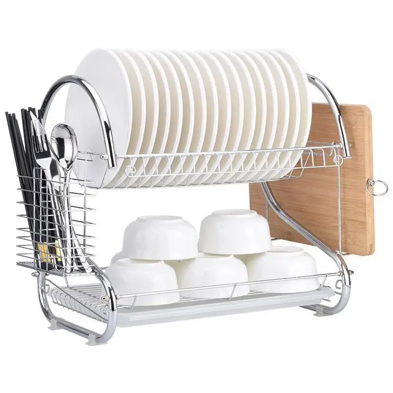 House Hold Items Metal Kitchen Storage Rack Dish Drying Kitchen Storage Racks Basket Organizer 2 Tier Stainless Steel