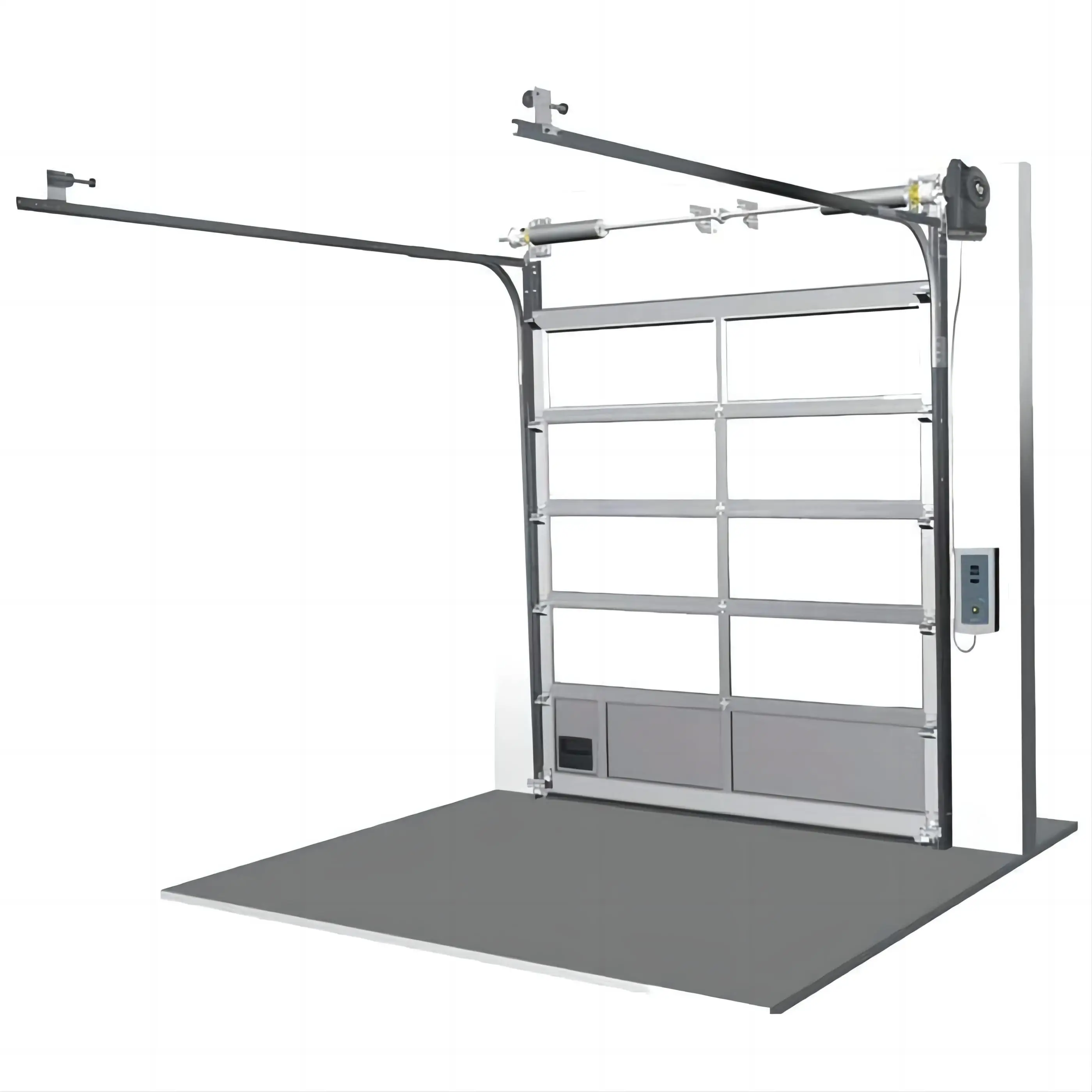 Акриловая алюминиевая прозрачная дверь гаража полный вид Индивидуальная Классическая коллекция верхняя секционная