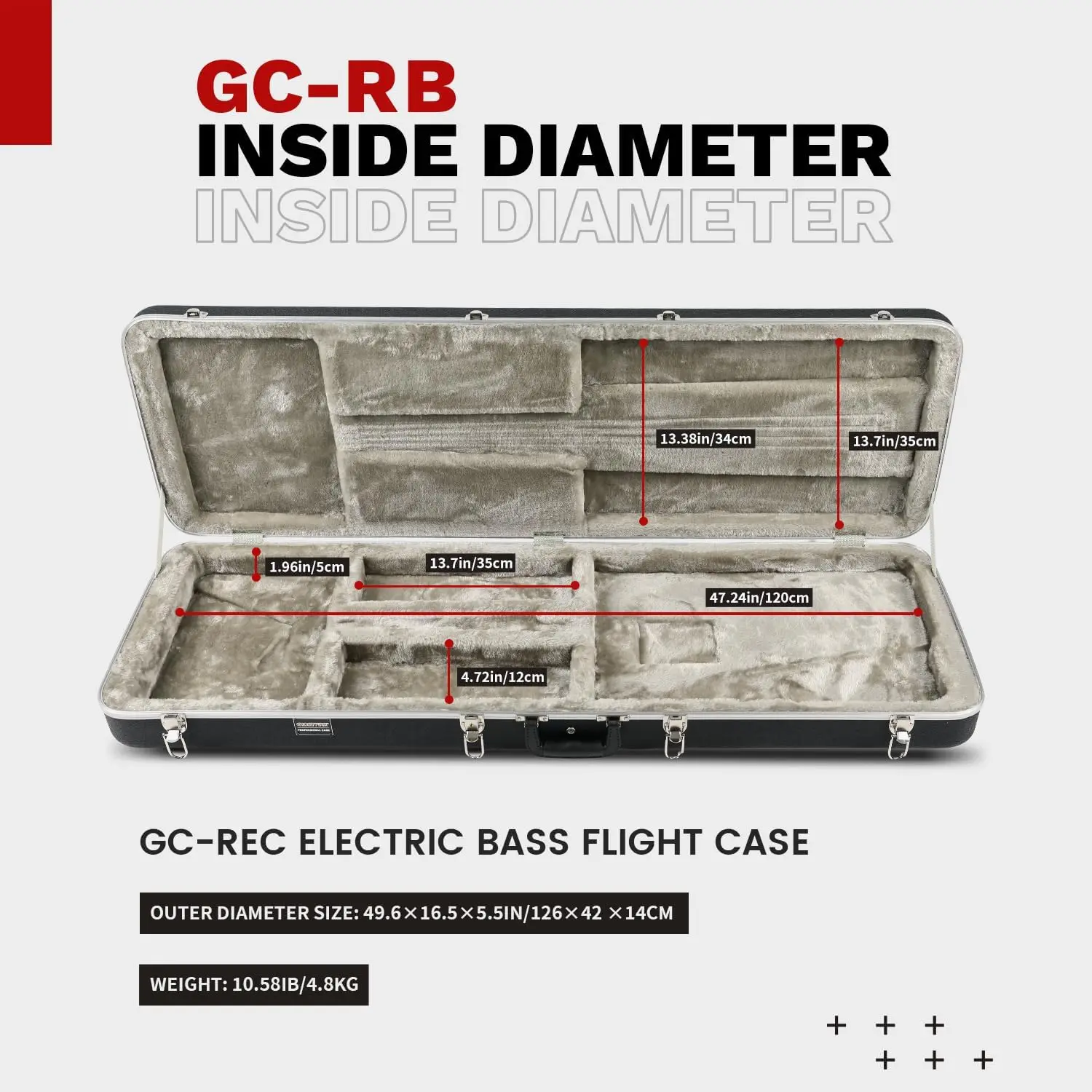 GHOSTFIRE Super Thick ABS Molded Case Box Instrument Hard-Shell Electric Guitar Bass Case for Precision/Jazz (Bass)