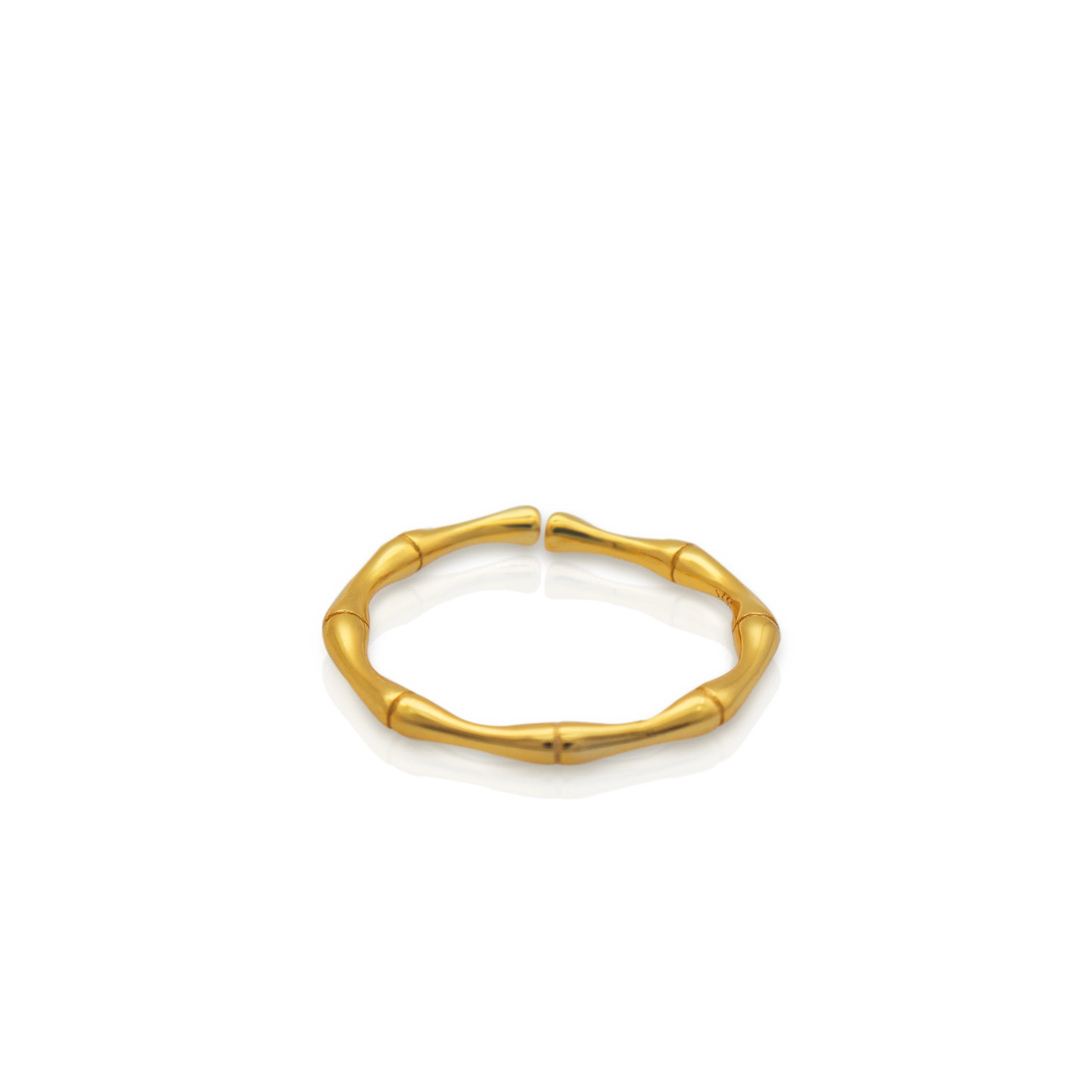 Chris April Fashionable 925 sterling silver gold simple personalized adjustable bamboo rings