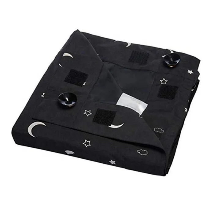 Cartoon Moon and Star Cloud Visual Design Portable Travel curtain or baby blackout blind with suction cup