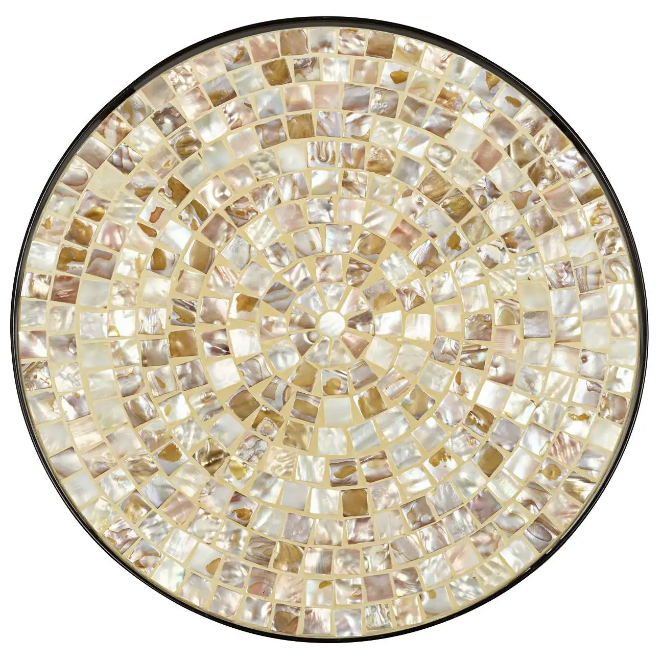 Mother of Peal Mosaic Black Iron Outdoor Accent Table Side Table