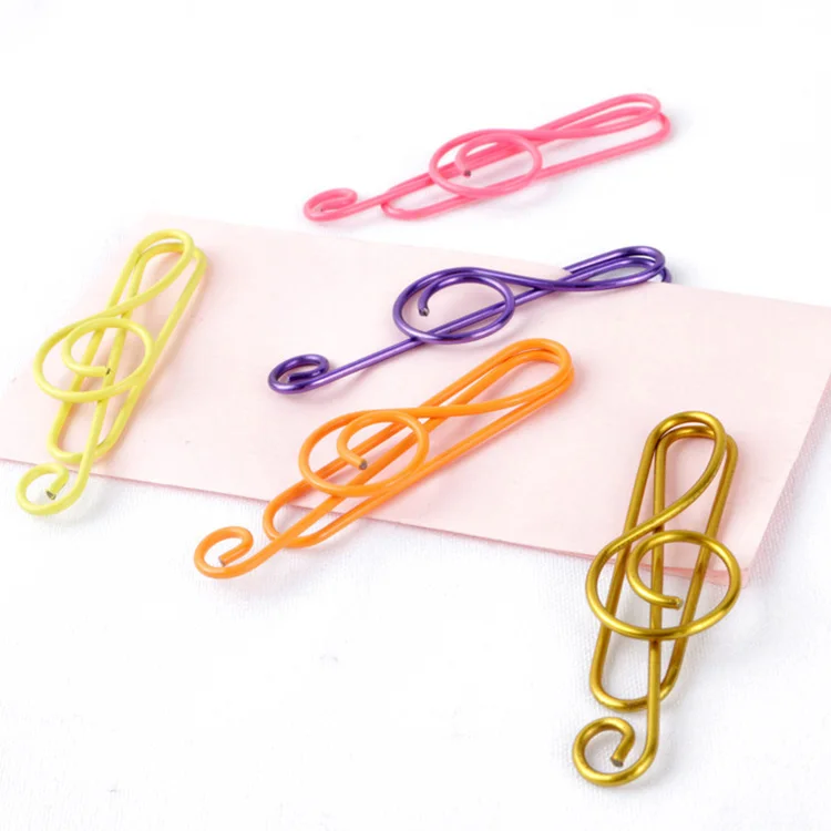 Promotional High Notes Shape Colorful Paper Clips Metal Material