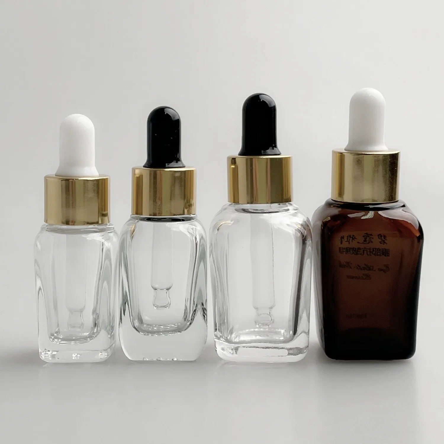empty essential oil bottle 10ml 15ml 20ml 30ml square amber clear hair oil glass bottle with dropper