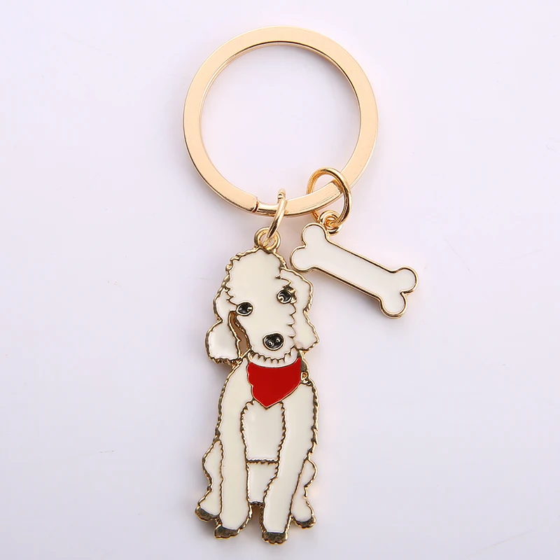 Professional Hot sell silver plated zinc alloy soft enamel metal custom pet dog shaped animal cartoon bell ring key chains