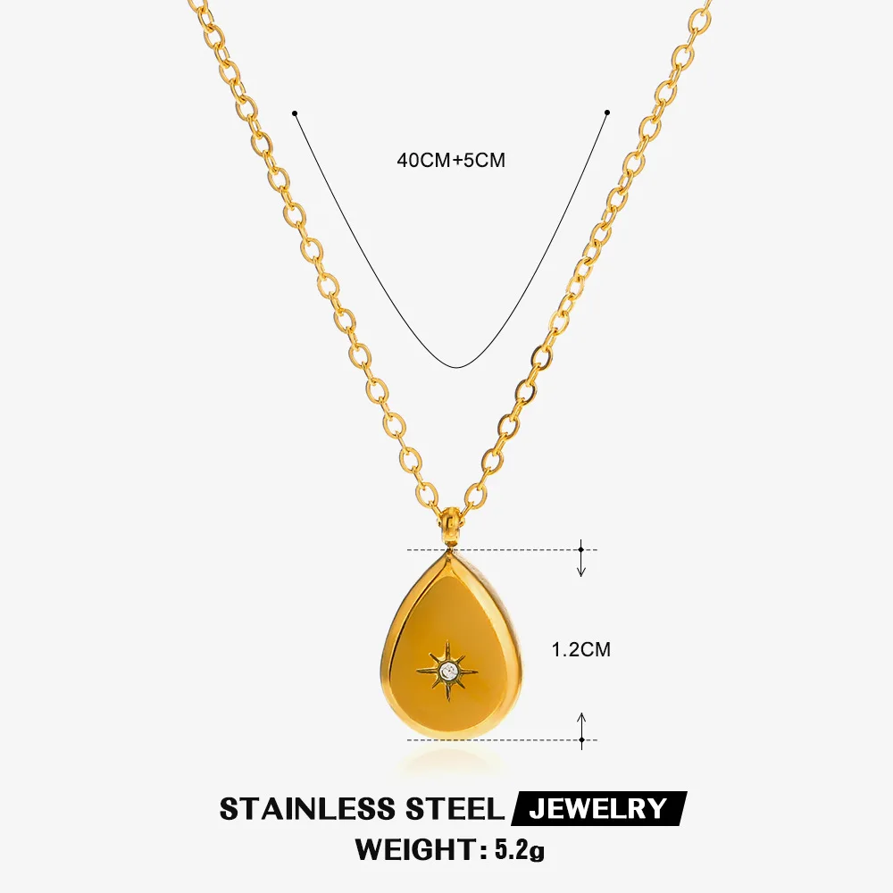 Wholesale Custom 18k Gold Pvd Plated North Star Square Rectangle Pendant Necklace North Tarnish Free Waterproof Gold Jewelry