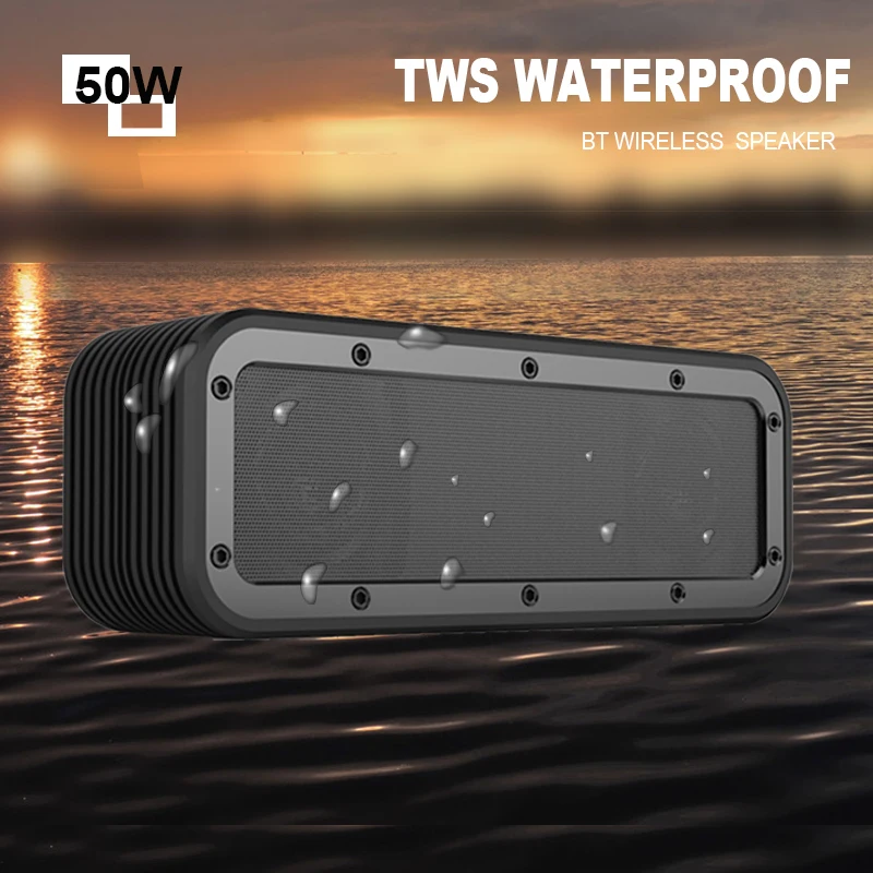 50W Wireless HIFI 3D Stereo Subwoofer Audio Boombox Music Portable IPX7 Waterproof wireless Speakers
