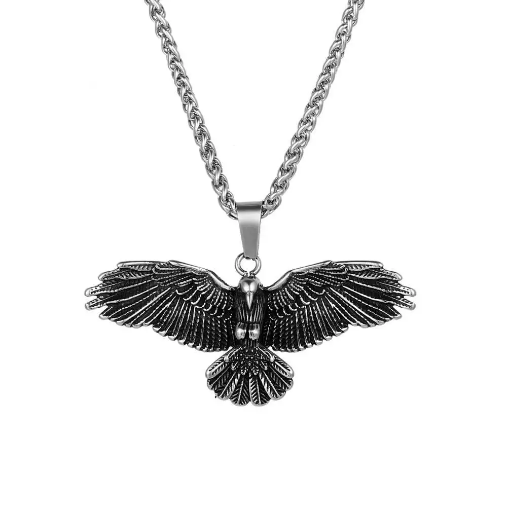 Hip Hop Eagle Wings Necklace Stainless Steel Wings Charms Punk Flying Pendant Necklaces Fashion Women Men Jewelry Factory