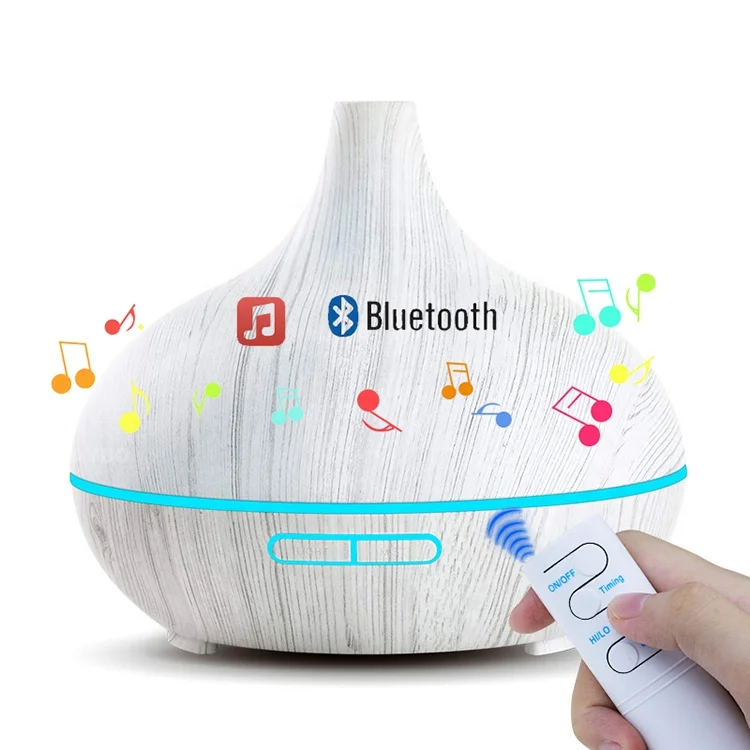 
best sellers 2020 Essential Oil Wood Grain Ultrasonic Air Humidifier Music Speaker Aroma Diffuser with LED Light 
