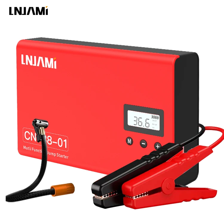 LNJAMI Emergency Kit 13800mah 1000A 12v 24v Jumpstarter Portable Booster Battery Car Jump Starter Power Bank With Air Compressor