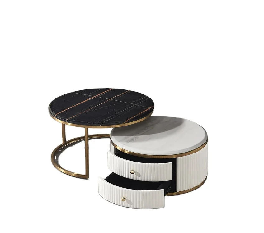 Modern Style Round Shape Gold Color Wholesale Italian Design Coffee Table