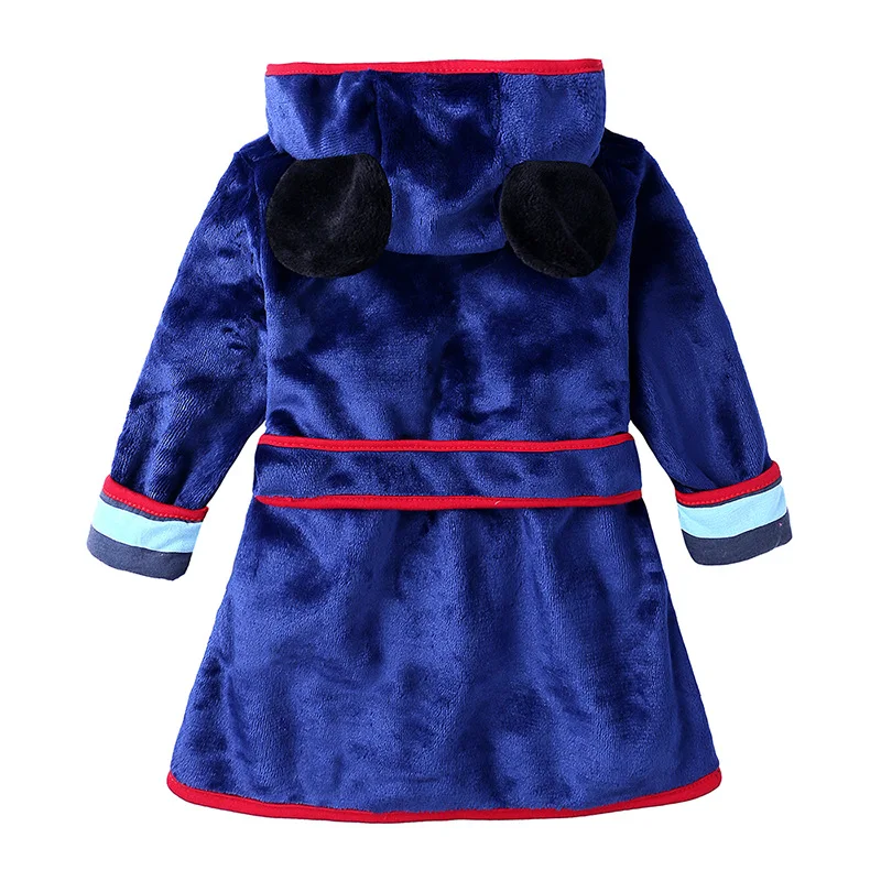 Winter Warm Kids Robe Hooded Pajamas Flannel Boy Girl Bathrobe Cartoon Sleepwear Nightgown Child Clothes
