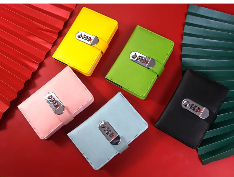 A5/A6 Macaron Leather Journal Notebook with Combination Lock, Travel Sailor Writing Diary Personal Planner