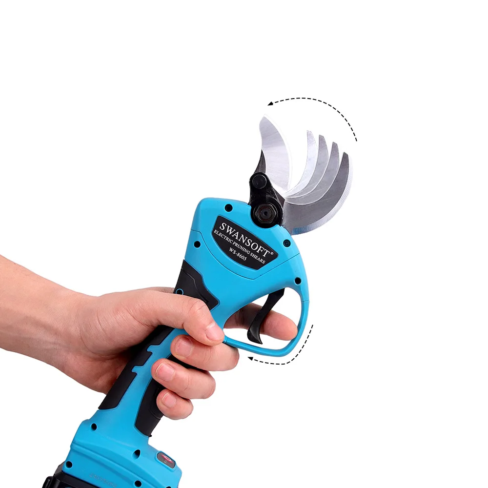 21V Electric Pruning Shears Cordless Pruner 40mm Max Cutting Secateur with 2 Li-ion Battery Branch Cutter Garden Tool US/EU Plug