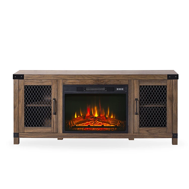 Modern 58 Inch Farmhouse Wood TV Stand Cabinet Luxury Media Entertainment Center Console Table TV Unit with Fireplace