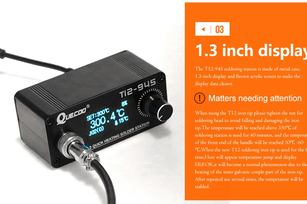 
STM32-OLED T12-945 1.3inch digital display Soldering Station V2.1S controller with 5pin 907 Soldering Iron Tips without power 